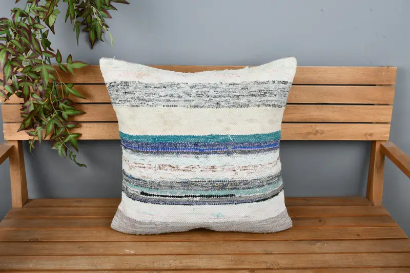 Cushion Cover, Antique Pillows, Interior Designer Pillow, Luxury Pillow Sham, 22x22 White Cushion Case, Turkish Kilim Pillow, Pastel Pillow Case - 6