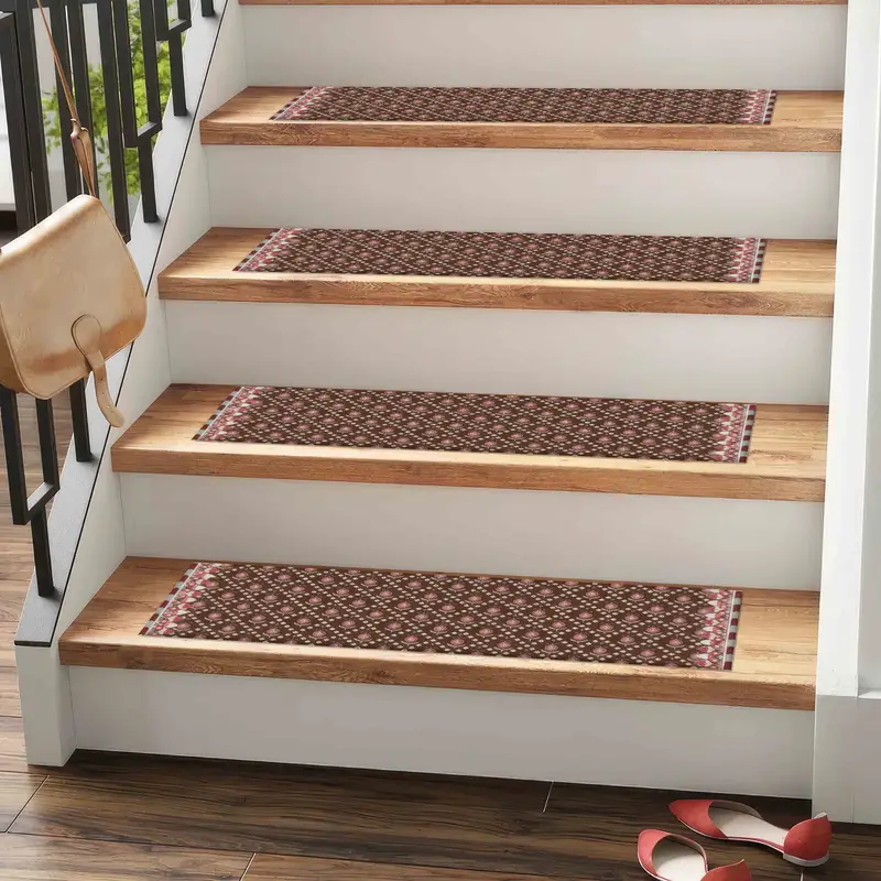 Red Ethnic Pattern Printed Rug: Kilim Design, Bohemian Chic