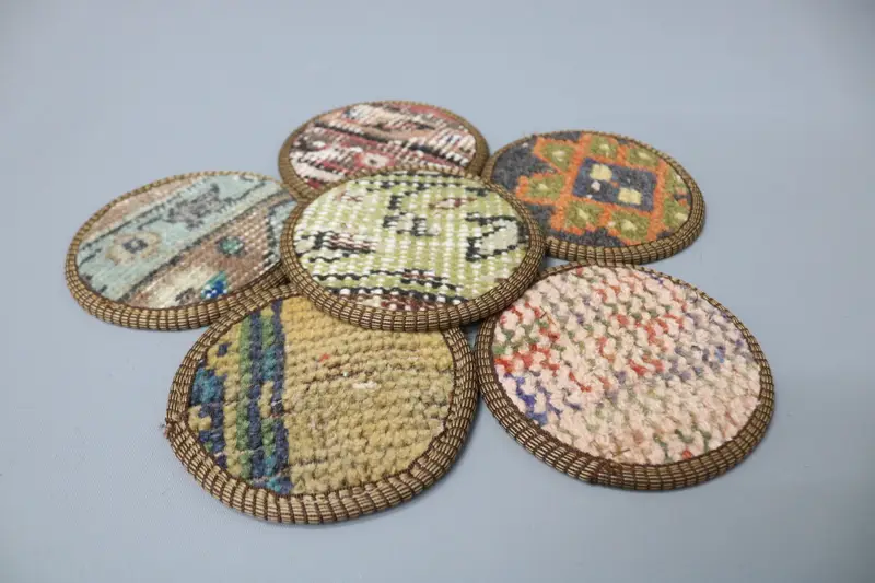 Green and Orange Coaster Set, Unique Boho Coasters