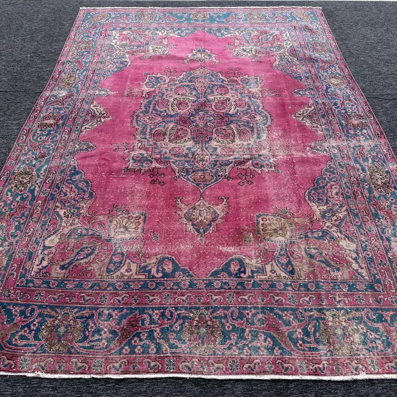 Alfombra de lunares rosa y azul, decoración elegante de 0,7x11,8 pies