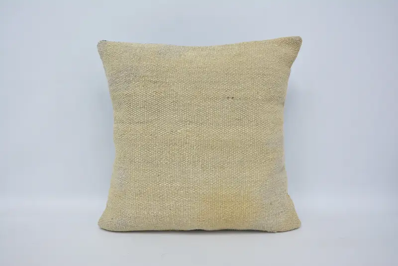 Ottoman Pillow Cover, Boho Pillow, Antique Pillows, Kilim Rug Cushion Case, Interior Designer Pillow, Pillow Case, 18x18 Beige Pillow - 1