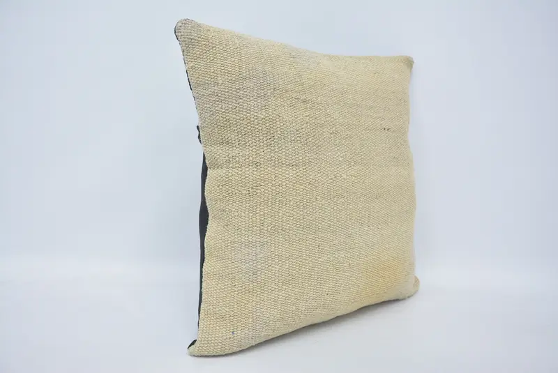 Ottoman Pillow Cover, Boho Pillow, Antique Pillows, Kilim Rug Cushion Case, Interior Designer Pillow, Pillow Case, 18x18 Beige Pillow - 3