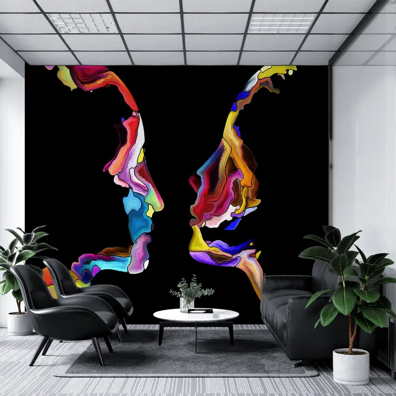 Paper Wall Art ,Modern Wall Paper,Modern Wall Art,3d Wall Paper,Colorful Abstract Couple Silhouette,Woman And Man Wall Decor, - 8