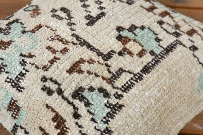 Turkish Kilim Pillow, Retro Pillow, 12x12 Beige Cushion Cover, Pillow Sham, Interior Designer Pillow, Ethnical Kilim Rug Pillow - 3