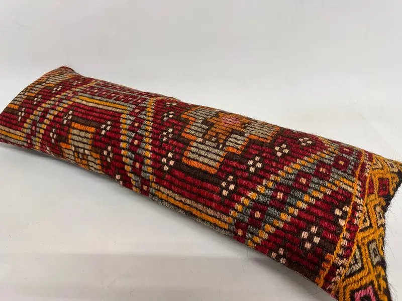 Gift Pillow, Knitted Pillow, 12x36 Red Cushion, Turkish Corner Pillow, Turkish Pillow, Bright Pillow Sham, Pillow for Couch, Pillow Sham - 6