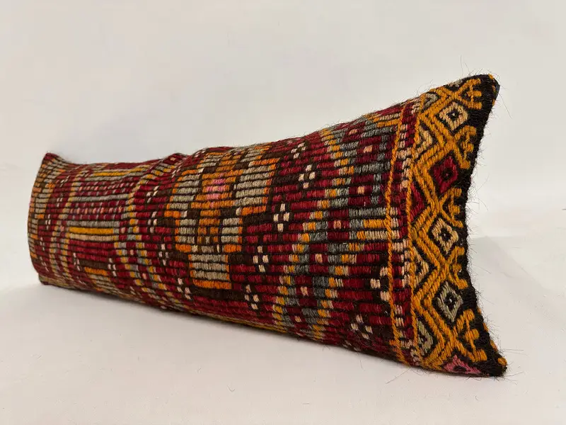 Gift Pillow, Knitted Pillow, 12x36 Red Cushion, Turkish Corner Pillow, Turkish Pillow, Bright Pillow Sham, Pillow for Couch, Pillow Sham - 3