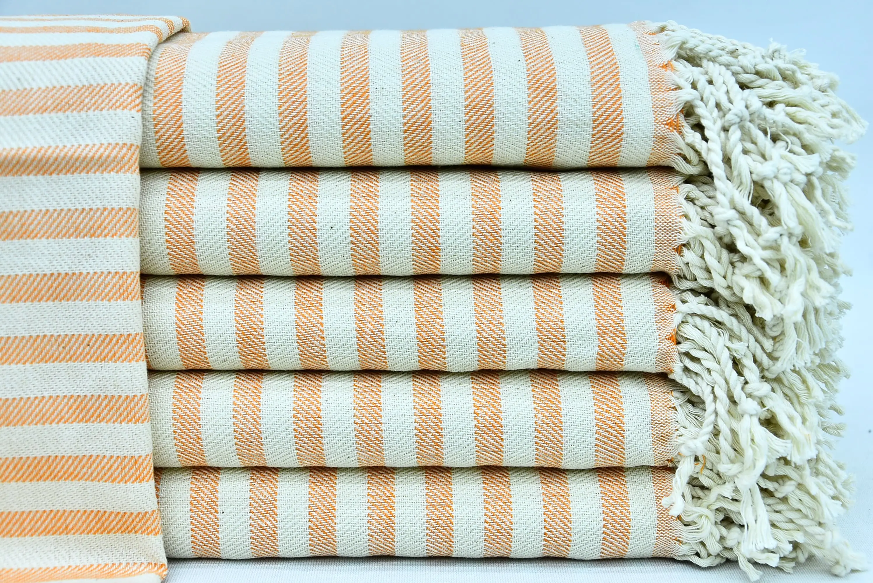 Turkish Hand Towel Orange & White Cotton Kitchen Towel, 24x40 - 1