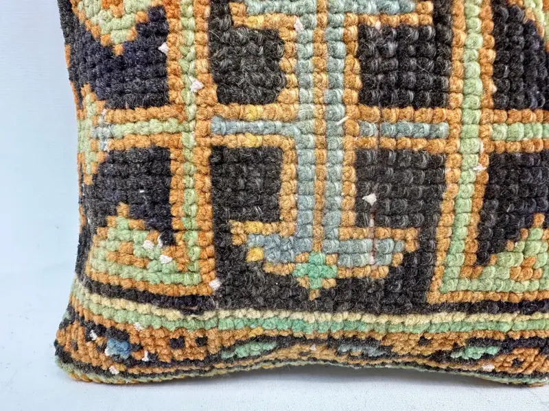 Blue & Orange Southwestern Embroidered Pillow, 12x12 Inches Throw Pillow - 2