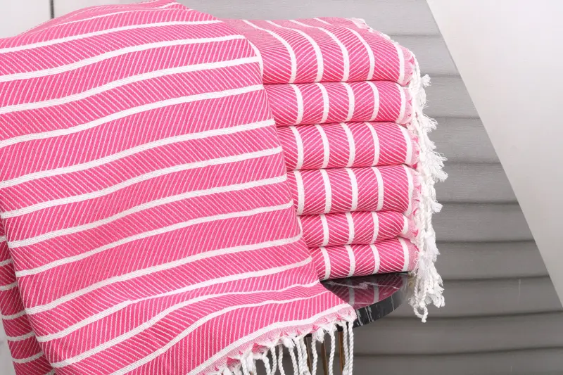 Yoga Towel Herringbone Fuchsia Bamboo Towel, 40x71 Inches