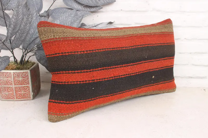 Lounge Throw Cushion Case, Pillow for Sofa, 12x20 Brown Cushion Case, Bohemian Cushion Cushion, Vintage Pillow, Pillow for Couch, Pillow Sham - 3