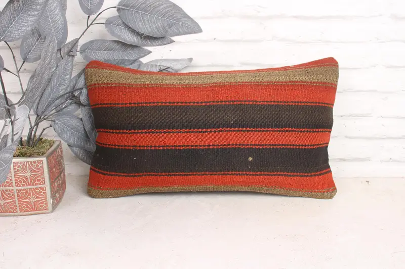 Lounge Throw Cushion Case, Pillow for Sofa, 12x20 Brown Cushion Case, Bohemian Cushion Cushion, Vintage Pillow, Pillow for Couch, Pillow Sham - 1