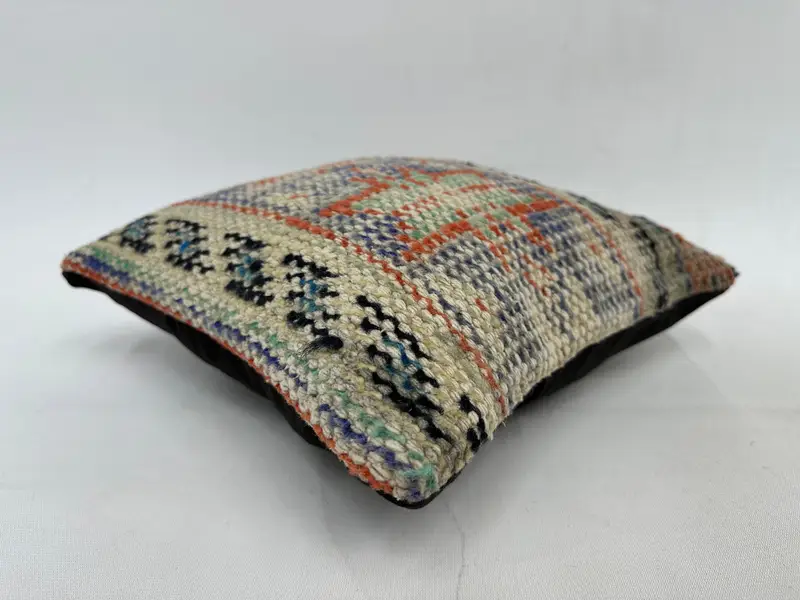 Home Decor Pillow, Handmade Kilim Cushion, Retro Cushion Cover, Pillow Case, Natural Pillow Cover, Boho Pillow, 12x12 Blue Pillow - 6
