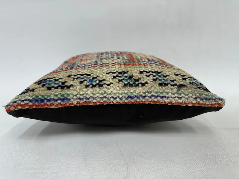 Home Decor Pillow, Handmade Kilim Cushion, Retro Cushion Cover, Pillow Case, Natural Pillow Cover, Boho Pillow, 12x12 Blue Pillow - 5