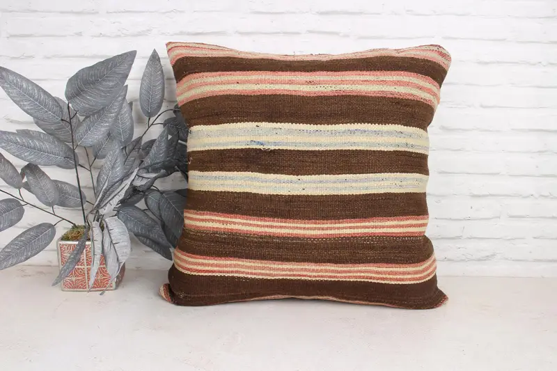 Sofa Bolster Cushion Case, Outdoor Bolster Pillow Case, 24x24 Brown Cushion, Boho Pillow, Pillow Sham, Interior Designer Pillow, Gift Pillow - 1