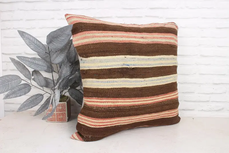 Sofa Bolster Cushion Case, Outdoor Bolster Pillow Case, 24x24 Brown Cushion, Boho Pillow, Pillow Sham, Interior Designer Pillow, Gift Pillow - 3