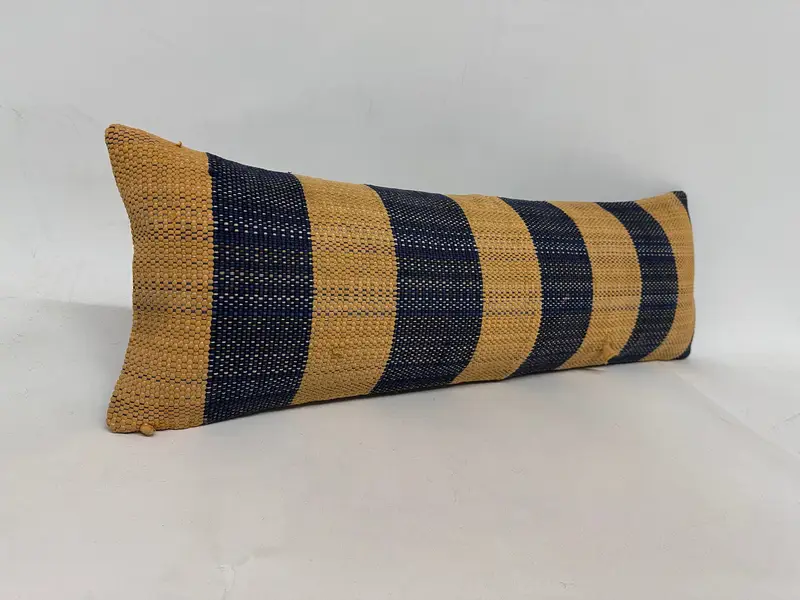 Boho Pillow, Ethnical Kilim Rug Pillow, Handmade Kilim Cushion, 12x36 Yellow Cushion Case, Sofa Bolster Pillow, Pillow - 2
