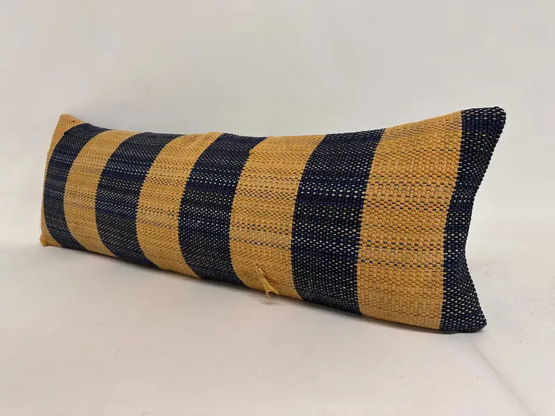 Boho Pillow, Ethnical Kilim Rug Pillow, Handmade Kilim Cushion, 12x36 Yellow Cushion Case, Sofa Bolster Pillow, Pillow - 3