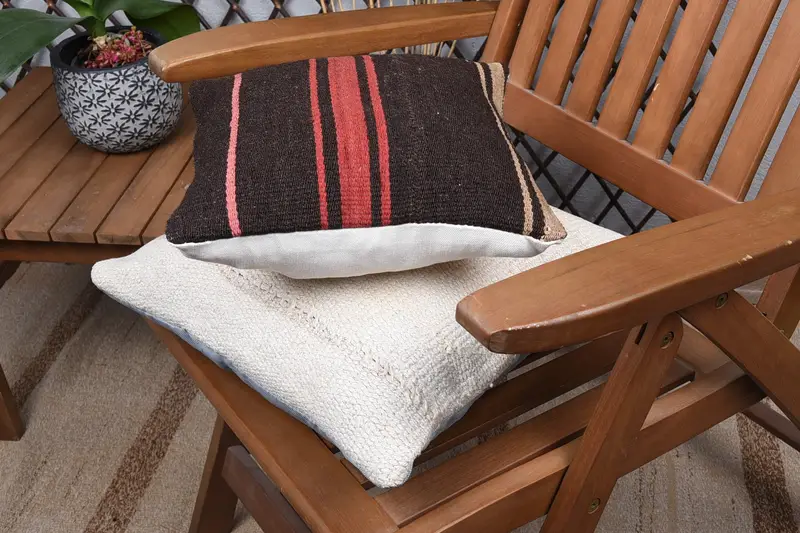 12x12 Brown Pillow Cover, Pillow for Couch, Authentic Cushion, Bench Pillow, Pillow Case, Pillow for Sofa, Turkish Kilim Pillow - 4