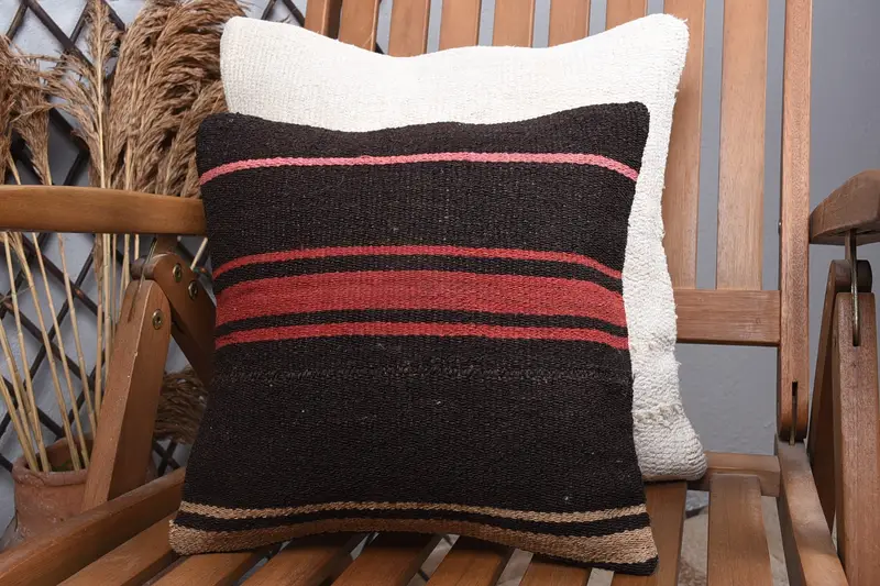 12x12 Brown Pillow Cover, Pillow for Couch, Authentic Cushion, Bench Pillow, Pillow Case, Pillow for Sofa, Turkish Kilim Pillow - 3