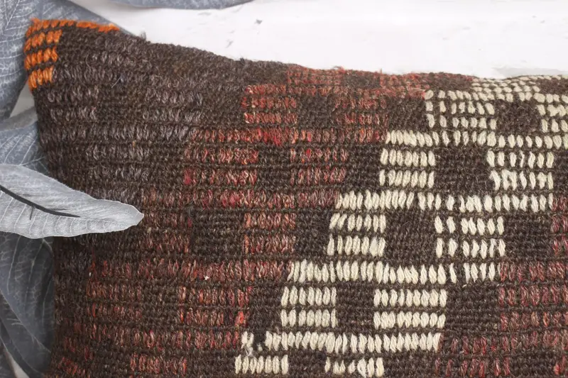 12x20 Brown Pillow, Bohemian Cushion Pillow Cover, Kilim Cushion Sham, Cozy Throw Cushion Case, Vintage Pillow, Pillow Case, Handmade Kilim Cushion - 2