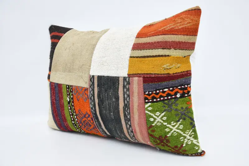 Boho Pillow, Retro Throw Pillow, Vintage Kilim Throw Pillow, Boho Pillow Sham Cover, 20x28 Beige Pillow Sham, Cushion Cover, Turkish Bench Pillow - 4