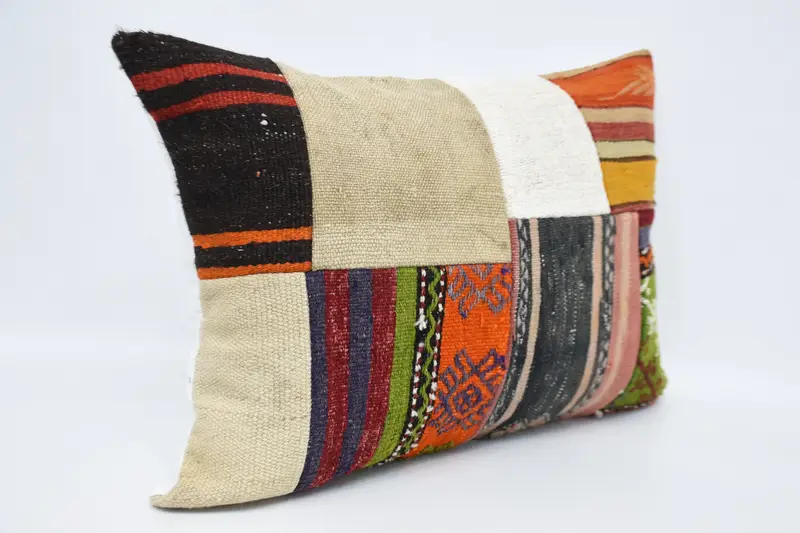Boho Pillow, Retro Throw Pillow, Vintage Kilim Throw Pillow, Boho Pillow Sham Cover, 20x28 Beige Pillow Sham, Cushion Cover, Turkish Bench Pillow - 3