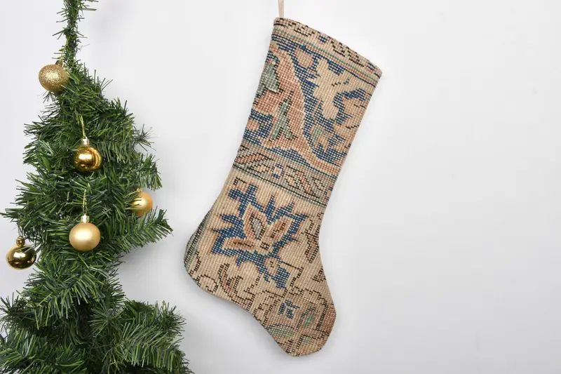 Patrón de adornos navideños, calcetín navideño de 7 pulgadas de ancho