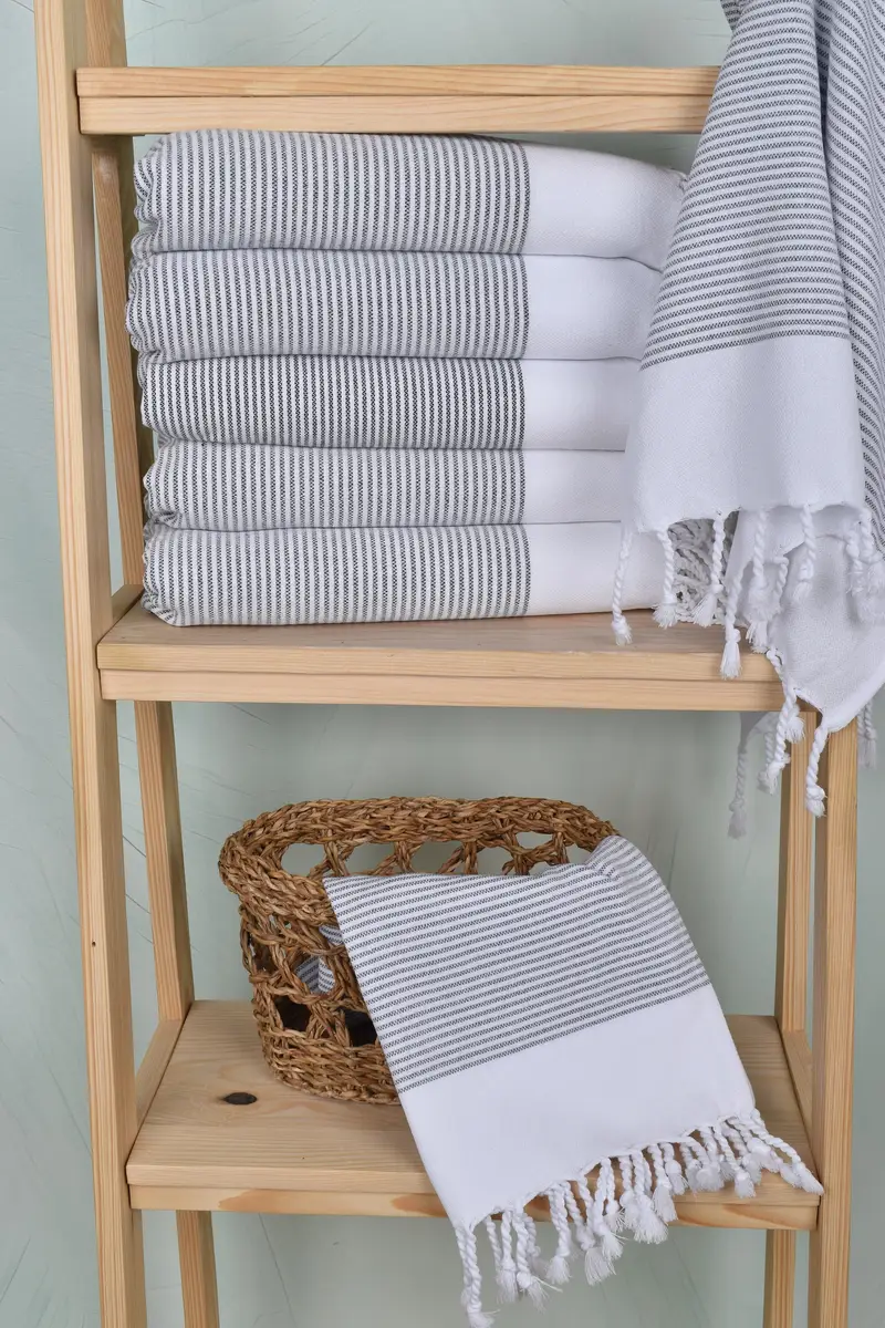 Organic Towel, Personalized Gift For Him, Turkish Hand Towel, Bridal Shower Favors, Monogram Hand Towel, 40x18 Cotton Striped Towel, Bathroom Towels - 3