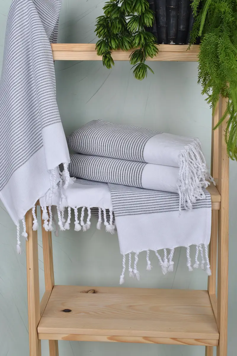 Organic Towel, Personalized Gift For Him, Turkish Hand Towel, Bridal Shower Favors, Monogram Hand Towel, 40x18 Cotton Striped Towel, Bathroom Towels - 6