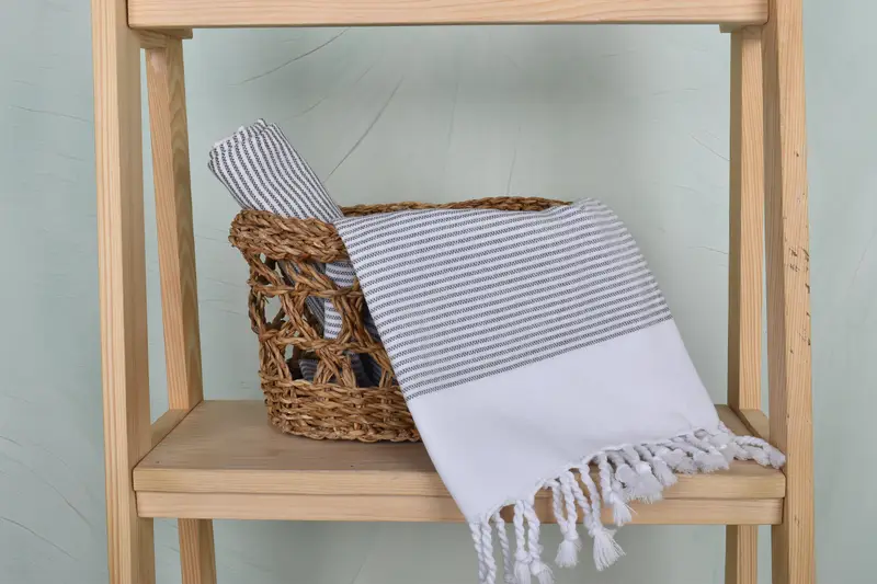 Organic Towel, Personalized Gift For Him, Turkish Hand Towel, Bridal Shower Favors, Monogram Hand Towel, 40x18 Cotton Striped Towel, Bathroom Towels - 4