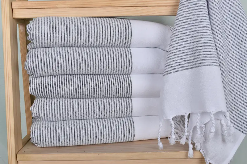 Organic Towel, Personalized Gift For Him, Turkish Hand Towel, Bridal Shower Favors, Monogram Hand Towel, 40x18 Cotton Striped Towel, Bathroom Towels - 2