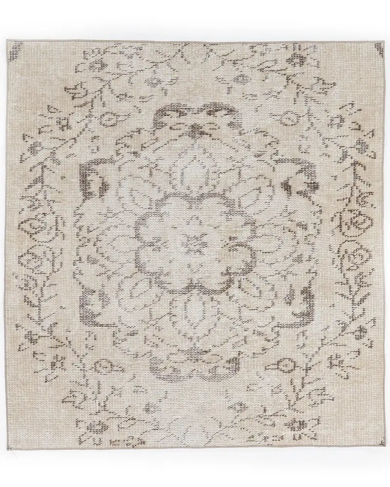 Elegant Beige Rug, 3.5x3.6 ft Solid Comfort