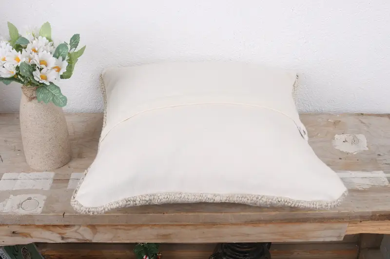 Kilim Pillow, Home Decor Pillow, 14x14 White Pillow Sham, Nautical Throw Cushion, Pillow Sham, Aztec Pillow Sham, Kilim Pillow Cover - 7
