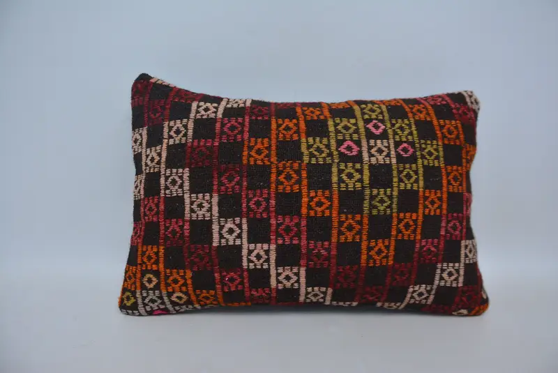 Cushion Cover, Kilim Cushion Sham, Bright Pillow Sham, Boho Pillow, Kilim Pillow, Pattern Throw Cushion Case, 16x24 Red Pillow Cover - 1