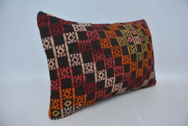 Cushion Cover, Kilim Cushion Sham, Bright Pillow Sham, Boho Pillow, Kilim Pillow, Pattern Throw Cushion Case, 16x24 Red Pillow Cover - 3