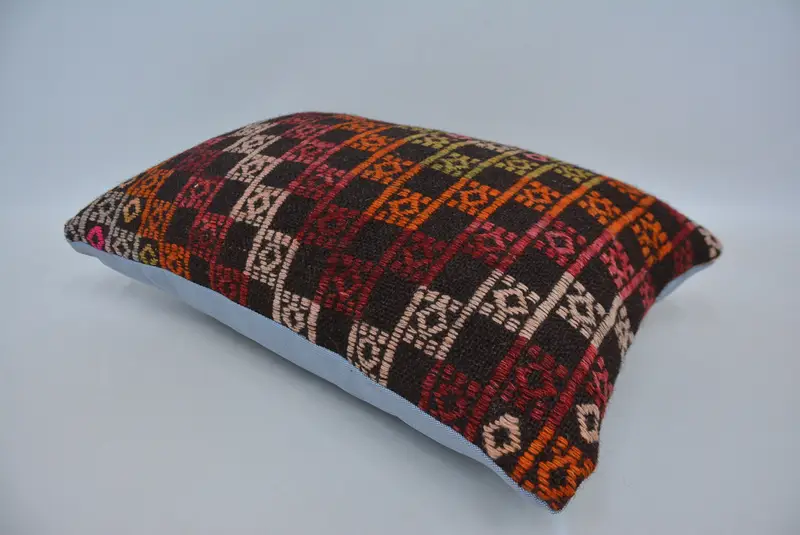 Cushion Cover, Kilim Cushion Sham, Bright Pillow Sham, Boho Pillow, Kilim Pillow, Pattern Throw Cushion Case, 16x24 Red Pillow Cover - 6
