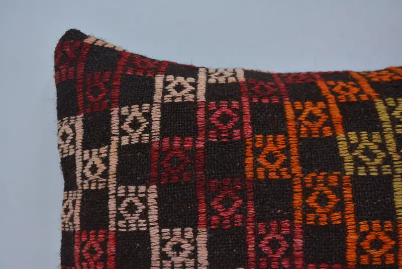 Cushion Cover, Kilim Cushion Sham, Bright Pillow Sham, Boho Pillow, Kilim Pillow, Pattern Throw Cushion Case, 16x24 Red Pillow Cover - 2
