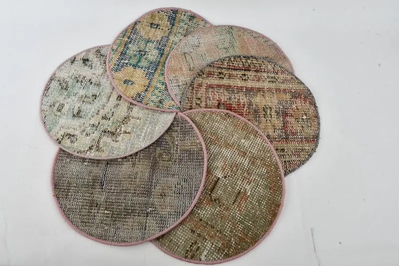 Manteles individuales bohemios azules con detalles marrones, manteles individuales estilo boho y hippie