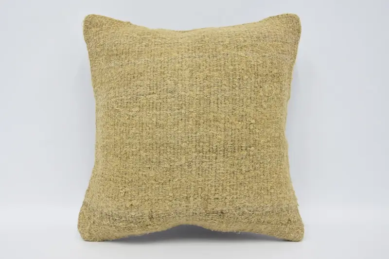 Throw Square Beige Euro Sham, 16x16 inch Antique Pillow - 1