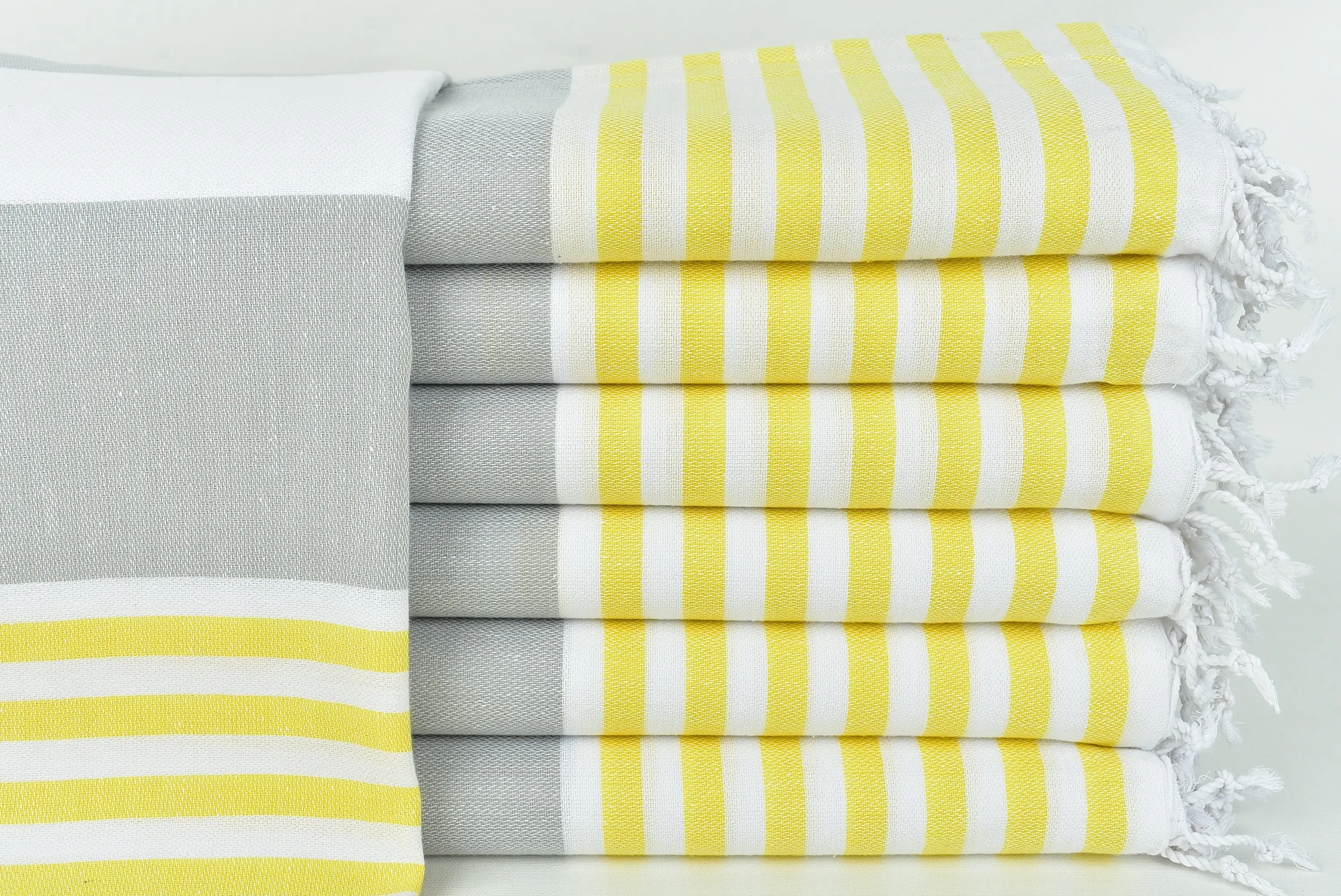 Personalized Yellow-Gray Striped Bath Towel, 40x71 Inches - 1