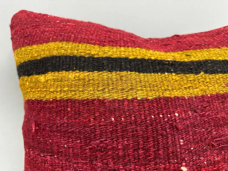 Pillow Sham, Decorative Throw Cushion, Handmade Kilim Cushion, Boho Pillow, Vintage Kilim Pillow, Authentic Pillow, 18x18 Red Cushion Case - 5