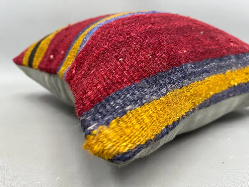 Pillow Sham, Decorative Throw Cushion, Handmade Kilim Cushion, Boho Pillow, Vintage Kilim Pillow, Authentic Pillow, 18x18 Red Cushion Case - 6