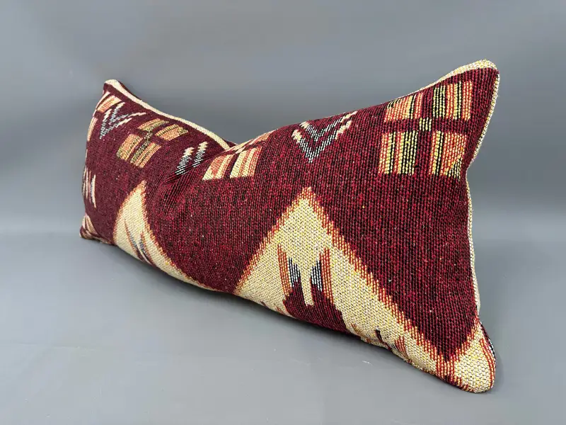 16x36 Red Cushion Case, Crochet Pattern Cushion, Retro Throw Pillow Sham, Cushion, Boho Pillow, Kilim Pillow, Ethnical Kilim Rug Pillow - 3