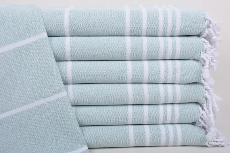 Mint Striped Tea Towel Organic Cotton, 38x18 Inches