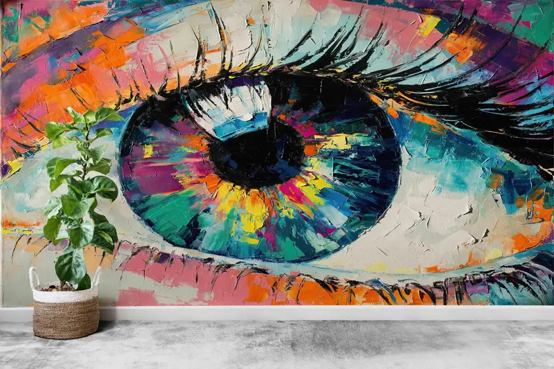 Çağdaş Soyut Göz Duvar Kağıdı: Renkli, Zarif, Baskılı Tasarım