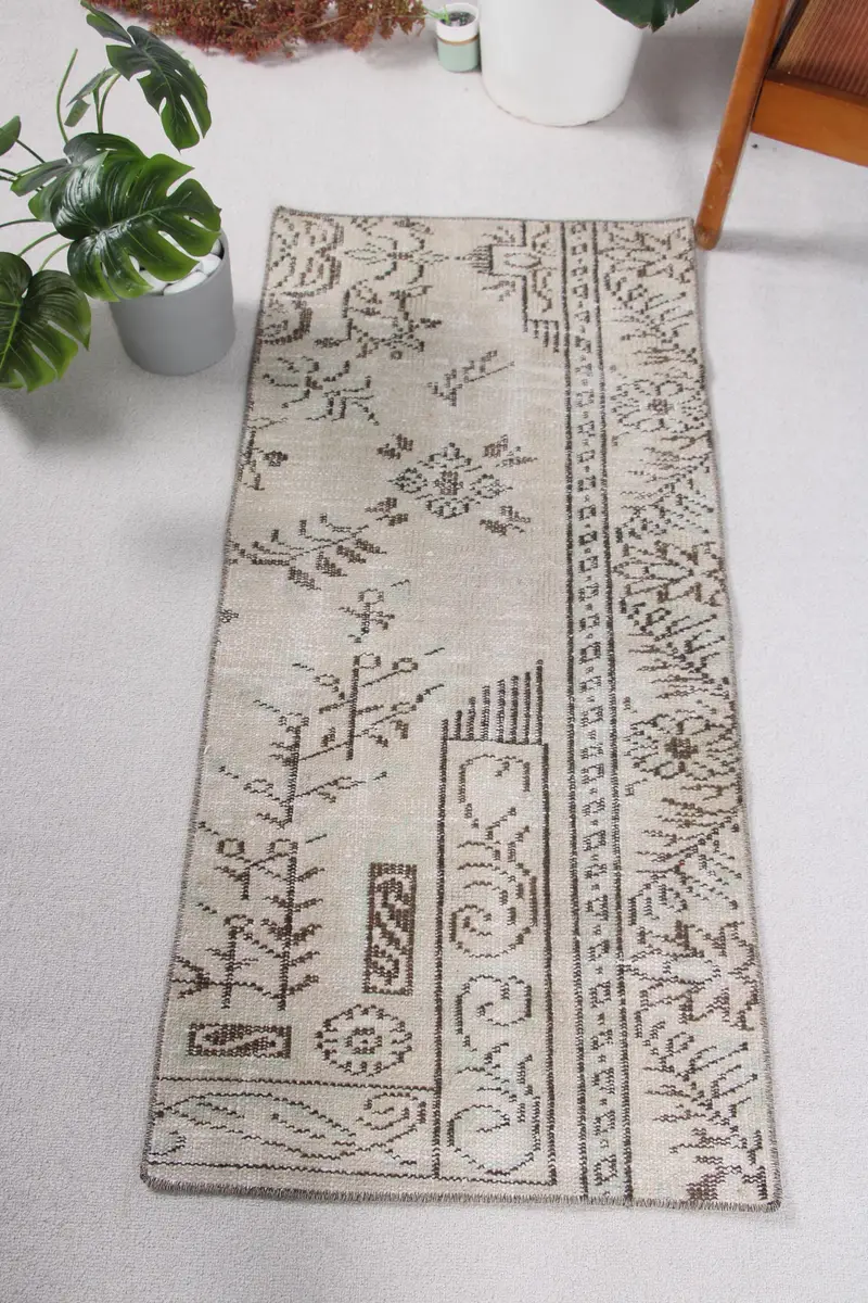 Yeşil Kareli Halı, 2x4 ft Zarif Dekor