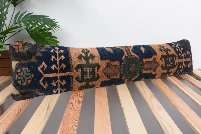 Pillow, Vintage Kilim Pillow, 8x36 Orange Pillow, Wool Kilim Pillow Cushion, Turkish Kilim Pillow, Home Decor Pillow, Knitted Pillow Case - 4