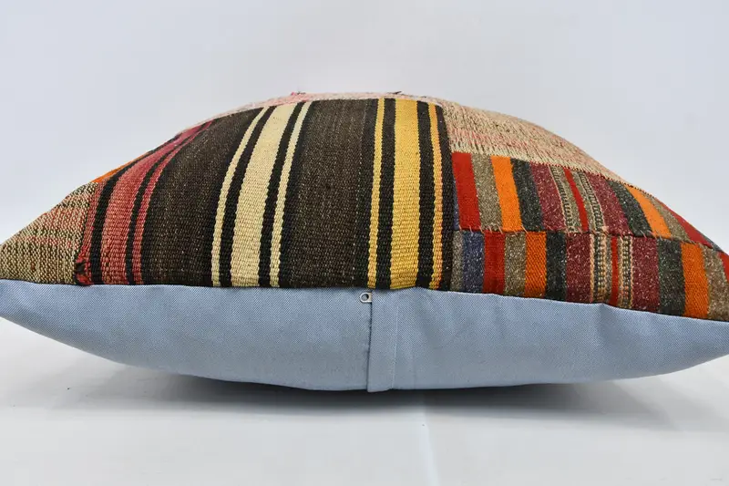 Vintage Kilim Throw Pillow, 28x28 Brown Pillow, Cushion, Colorful Cushion Case, Cotton Pillow Case, Home Decor Pillow, Turkish Pillow - 6