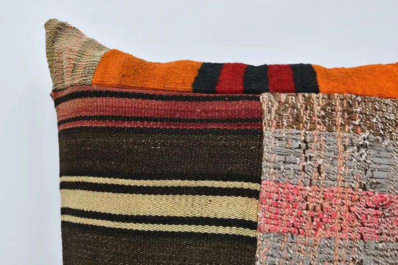 Vintage Kilim Throw Pillow, 28x28 Brown Pillow, Cushion, Colorful Cushion Case, Cotton Pillow Case, Home Decor Pillow, Turkish Pillow - 2