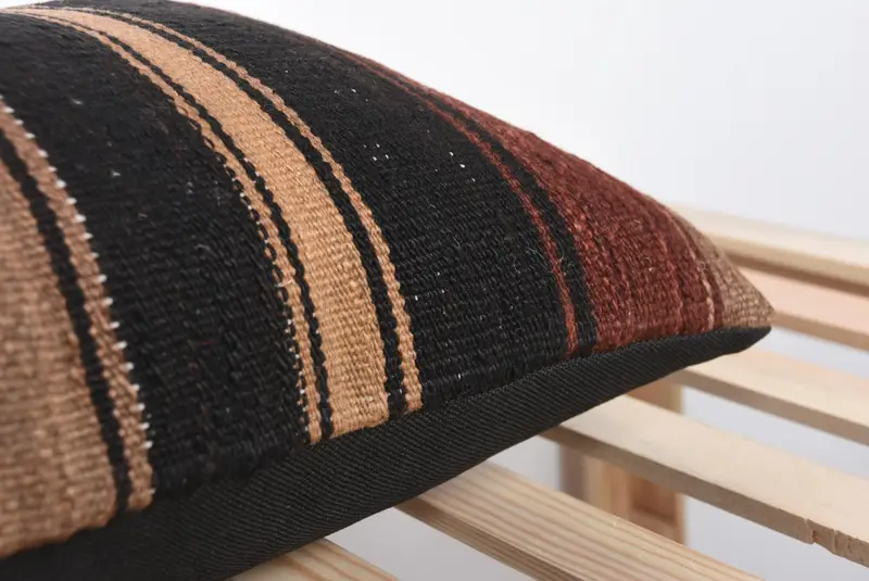 Kilim Cushion Sham, Throw Kilim Pillow, Pet Pillow, Pillow Sham, 16x48 Brown Pillow, Vintage Pillow, Turkish Corner Cushion Cover - 7